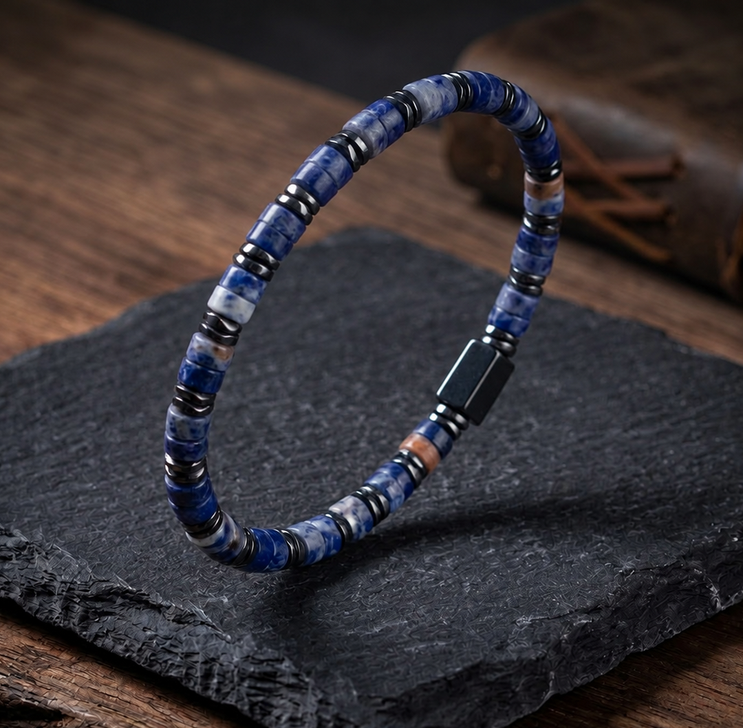 Sodalite & Hematite Bracelet: Disc Cut