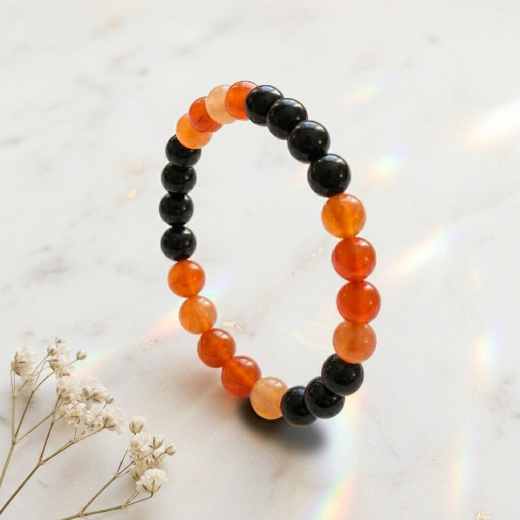 Orange Aventurine and Black Tourmaline