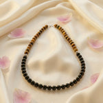 Load image into Gallery viewer, Tiger Eye &amp; Black Tourmaline Half-and-Half Daily Wear Necklace