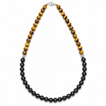 Load image into Gallery viewer, Tiger Eye &amp; Tourmaline Half-and-Half Daily Wear Necklace