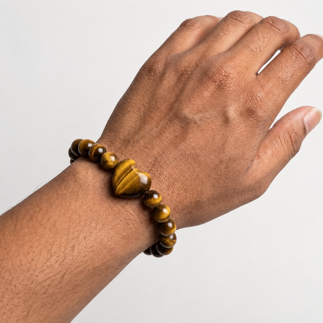 Tiger's Eye Bracelet: Heart Stone