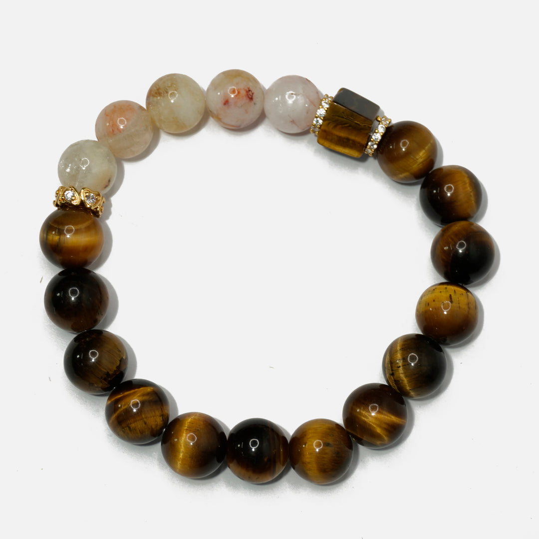 Tiger's Eye & Golden Quartz Bracelet : Courage & Prosperity