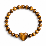 Load image into Gallery viewer, Tiger's Eye Bracelet: Heart Stone