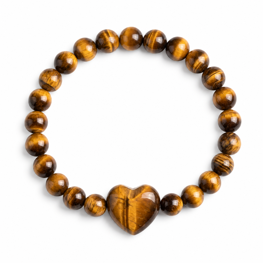 Tiger's Eye Bracelet: Heart Stone