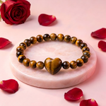Load image into Gallery viewer, Tiger's Eye Bracelet: Heart Stone