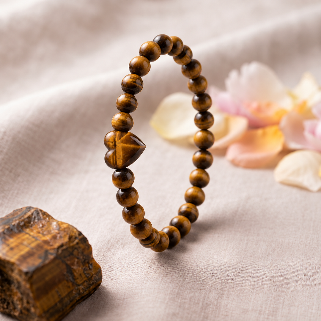 Tiger's Eye Bracelet Heart Stone