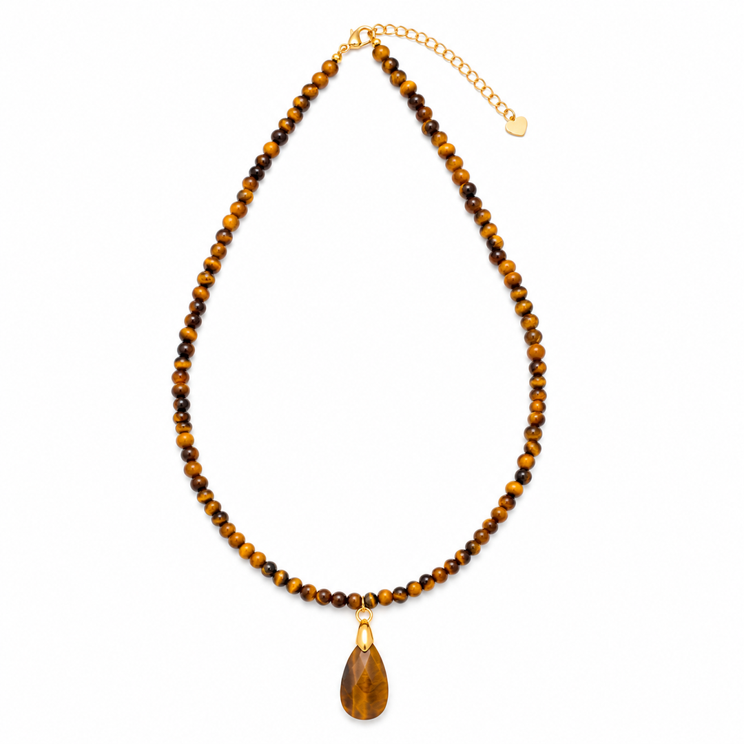Tiger's Eye Necklace: with a Drop Pendant