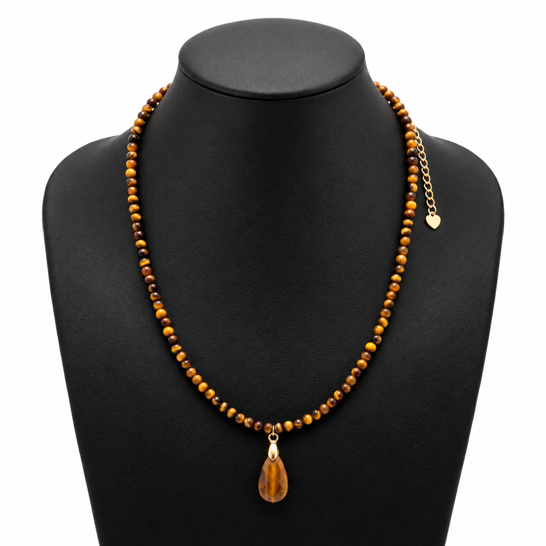 Tiger's Eye Necklace: with a Drop Pendant