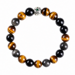 Load image into Gallery viewer, Tiger's Eye &amp; Silver Obsidian Bracelet