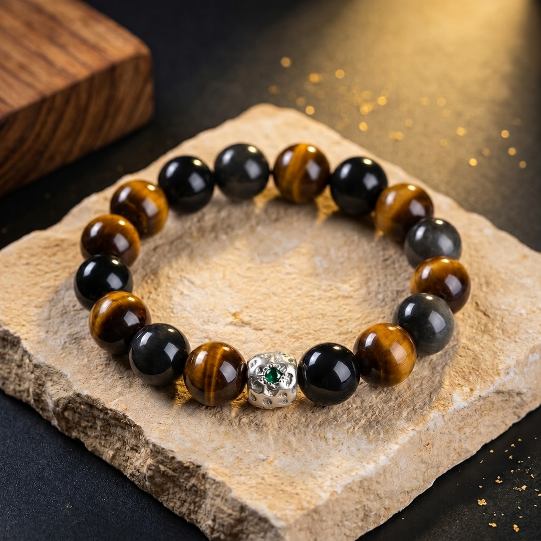 Tiger's Eye & Silver Obsidian Bracelet