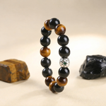 Load image into Gallery viewer, Tiger's Eye &amp; Silver Obsidian Bracelet