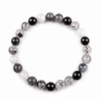Load image into Gallery viewer, Tourmalinated Quartz Bracelet: Round Beads 8mm
