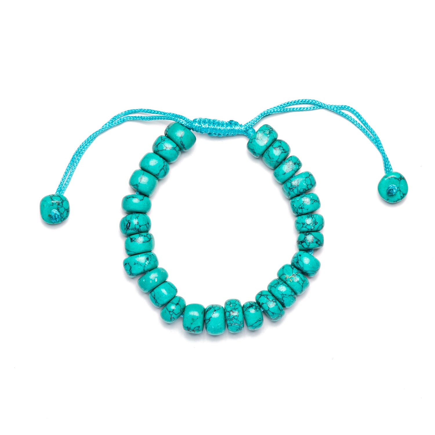 Turquoise Chip Cut Beads Adjustable Bracelet