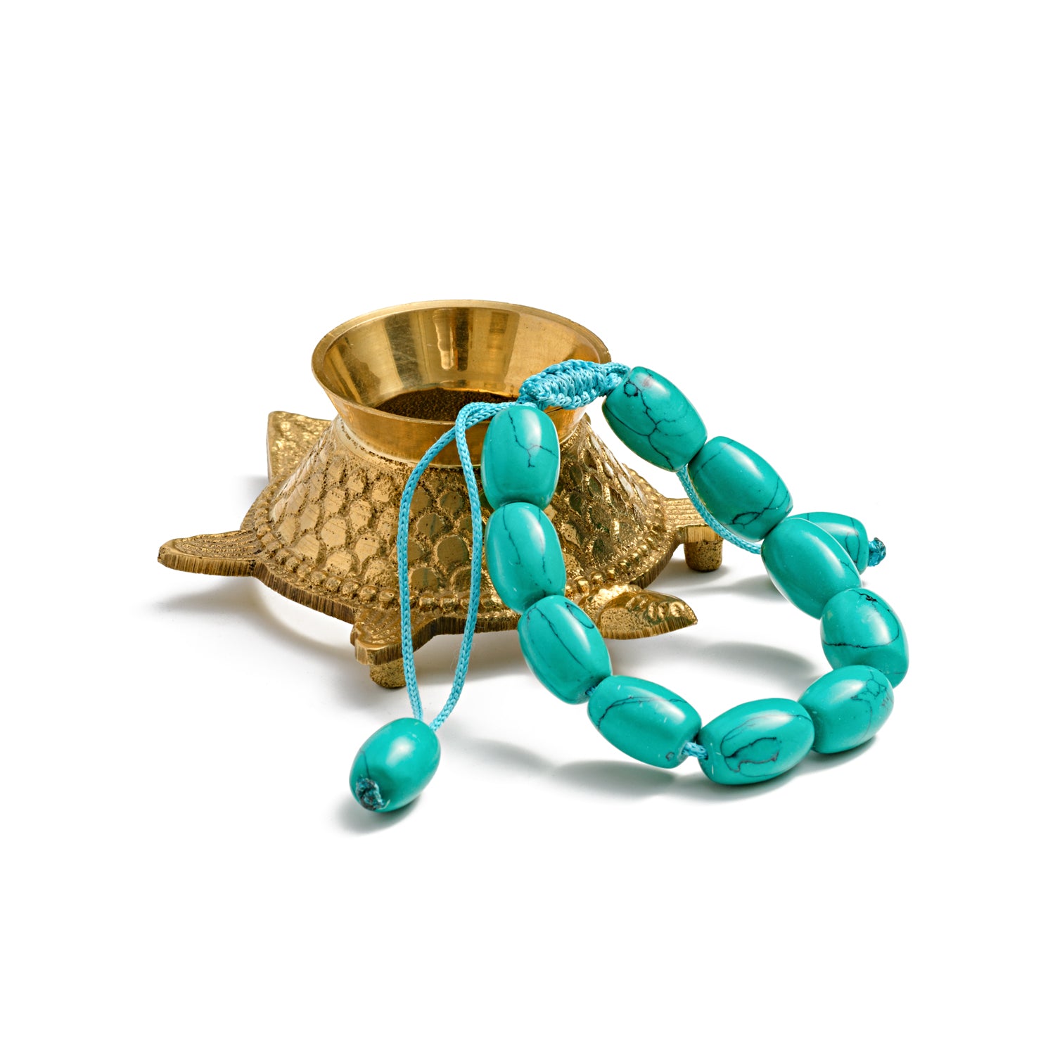 Turquoise Oval Beads Adjustable Bracelet