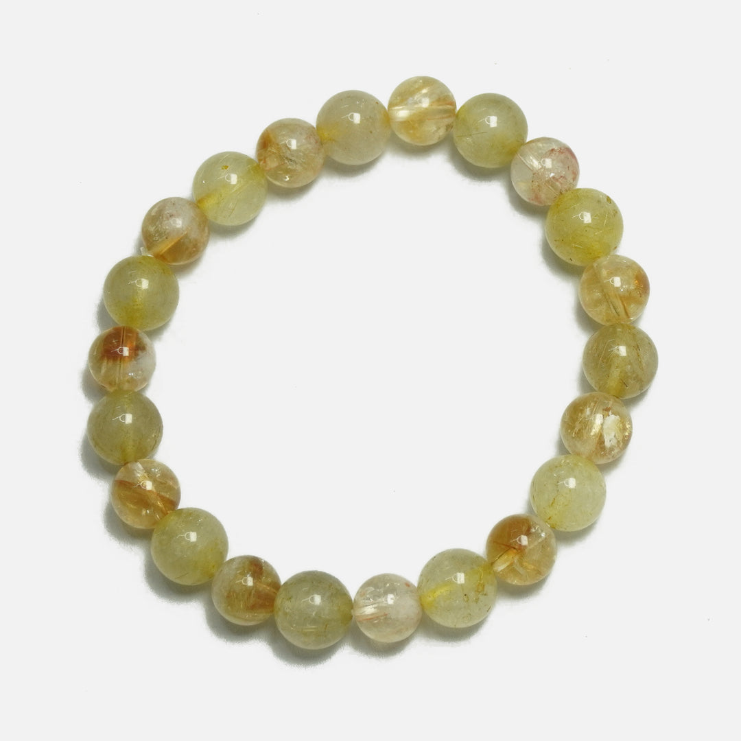 Golden Bliss Citrine and Rutile Bracelet - Round Beads