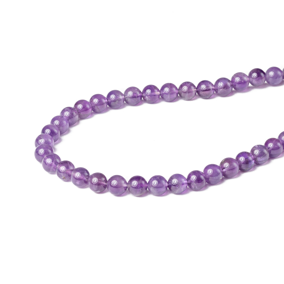 Amethyst Japamala: Peace and Calm - Round Plain Beads 8mm