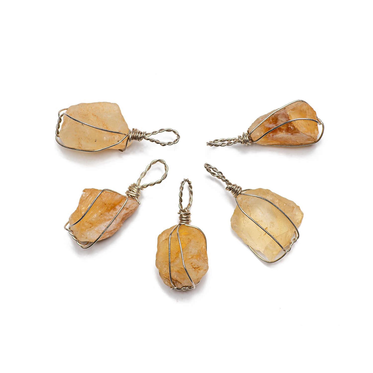 Citrine with Metal Wire Pendant