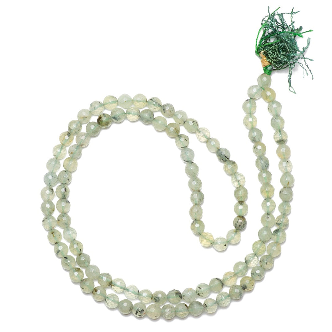 Prehnite Japamala - Round Cut Beads 8mm