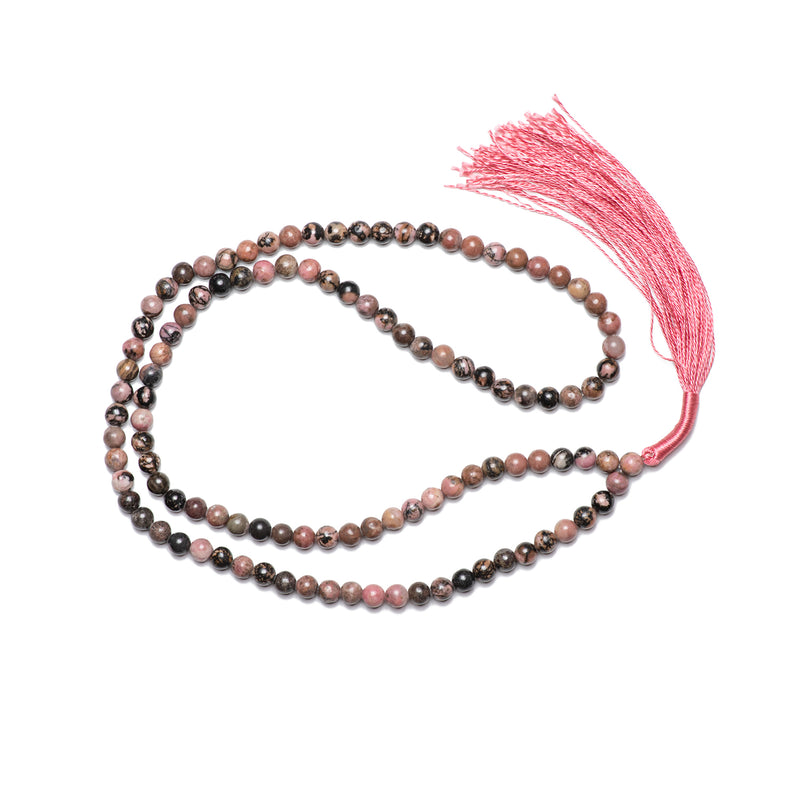 Rhodonite Japamala: Round Plain Beads 8mm