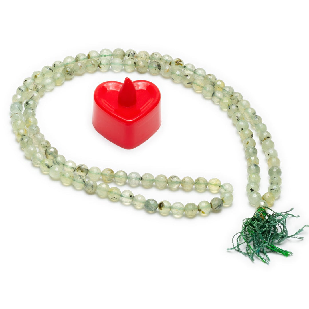 Prehnite Japamala - Round Cut Beads 8mm