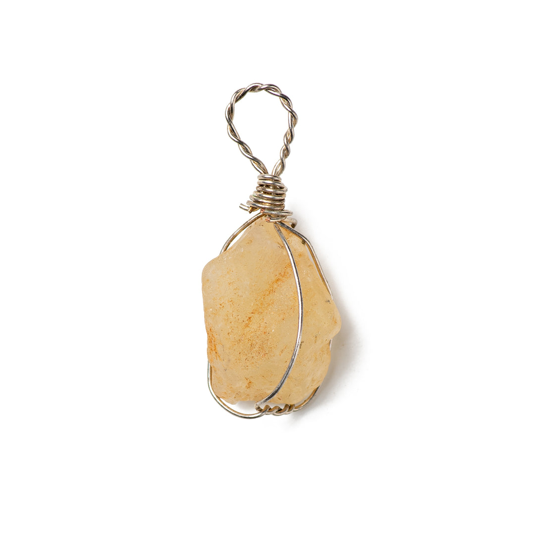 Citrine Pendant: Abundance - with Metal Wire Pendant