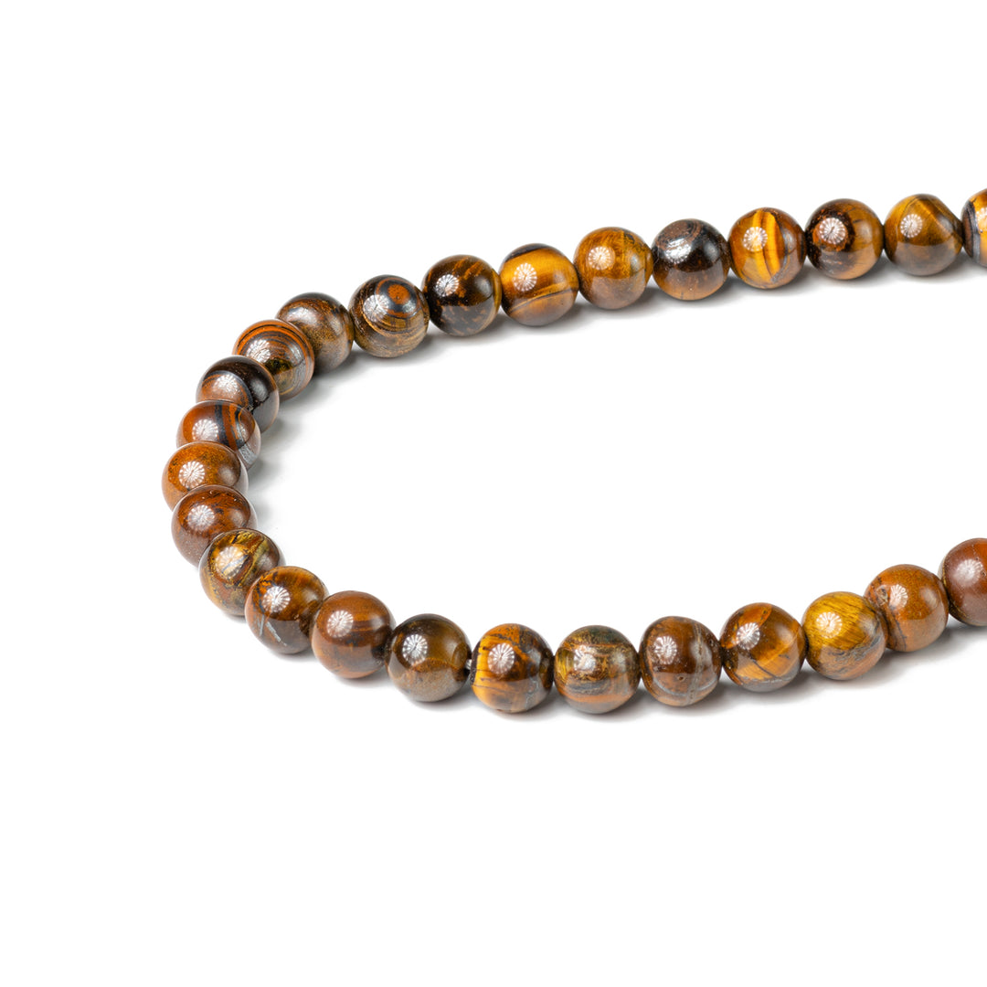 Tiger's Eye Japamala: Round Plain Beads  8mm