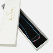 Blue Apatite Necklace - with Ruby and Blue Sapphire Beads