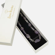 Amethyst Necklace: Peace and Calm - Leaf Shaped with Metal Beads