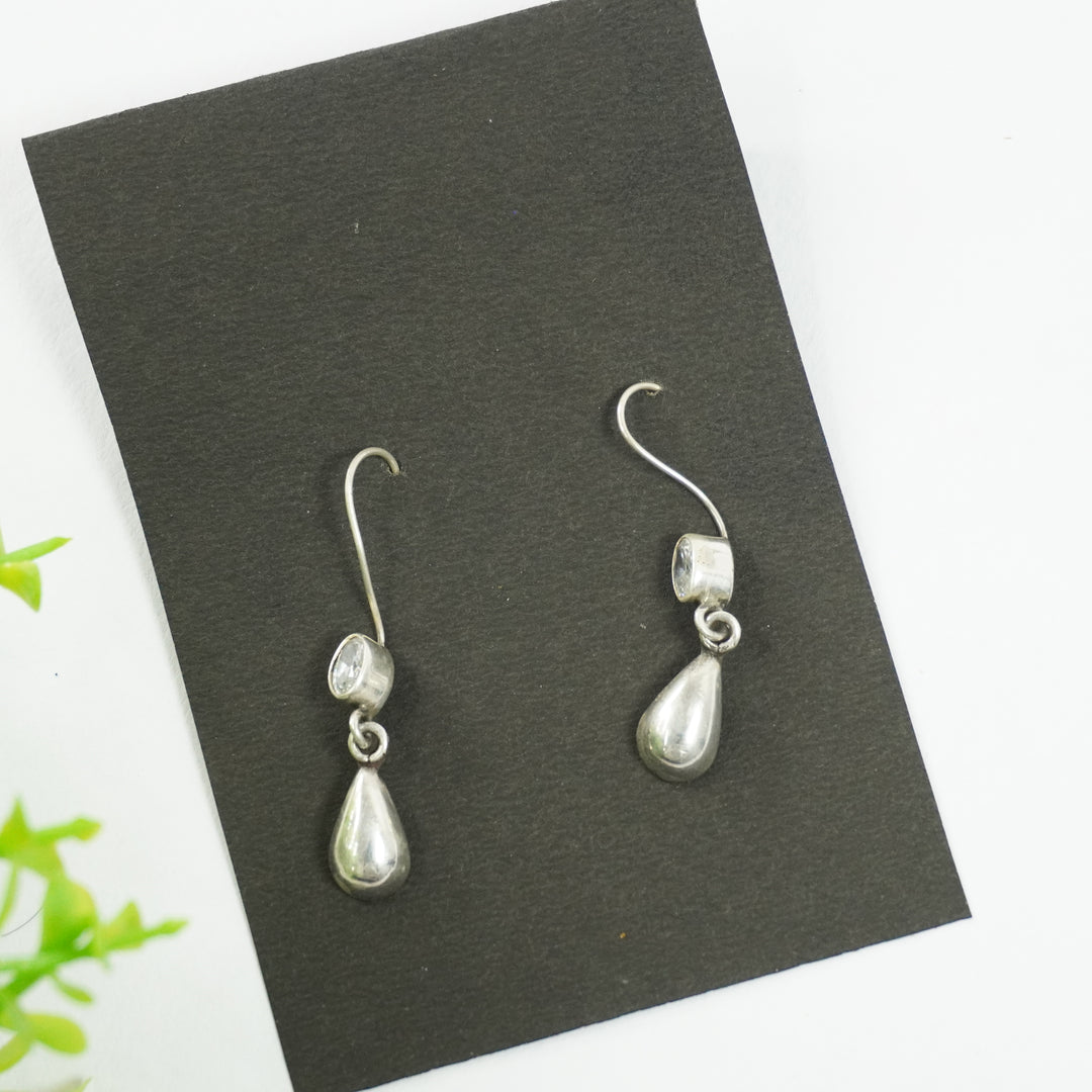 White American Diamond Silver Earrings