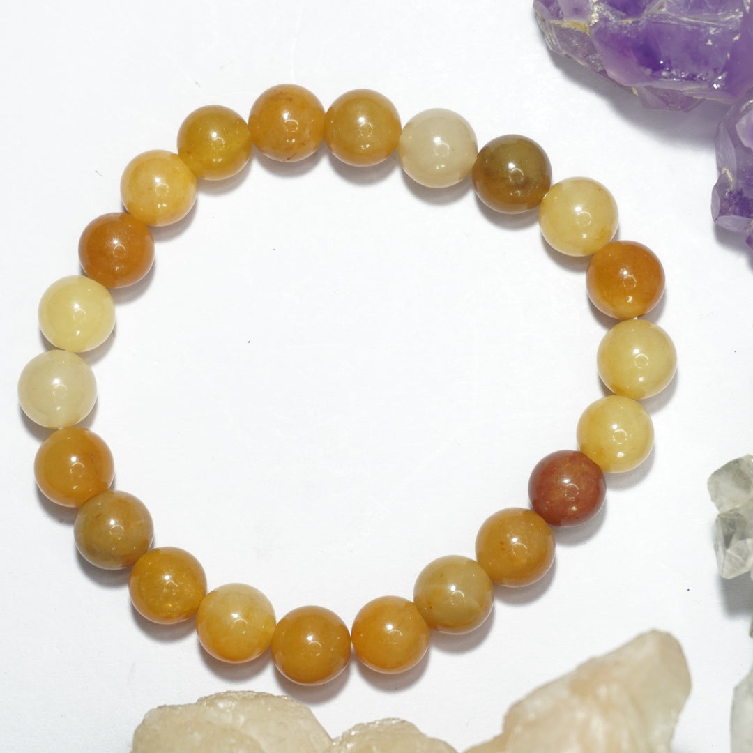 Yellow Aventurine Bracelet: Good Health - Round Beads 8mm