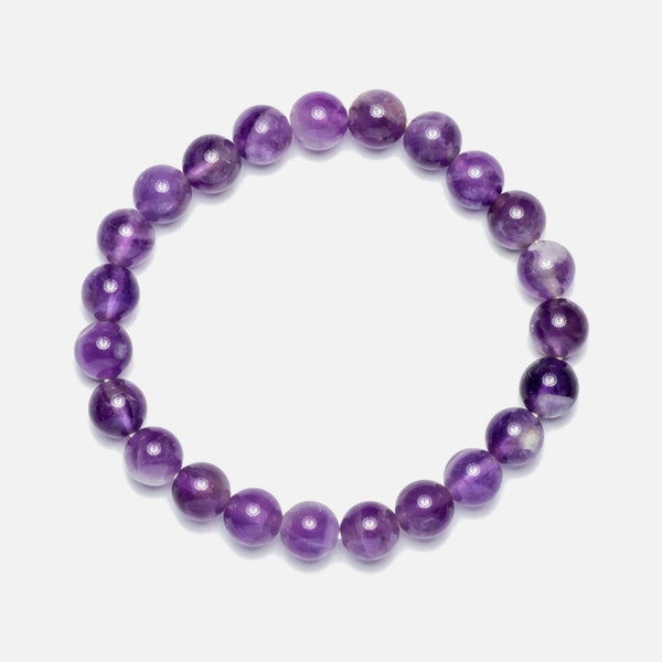 Amethyst Bracelet: Peace and Calm - Round Beads 8mm Love Rocks Bracelet