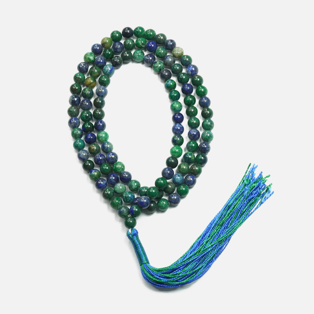 Azurite Malachite Japamala: Stress Relief - Round Plain Beads 8mm