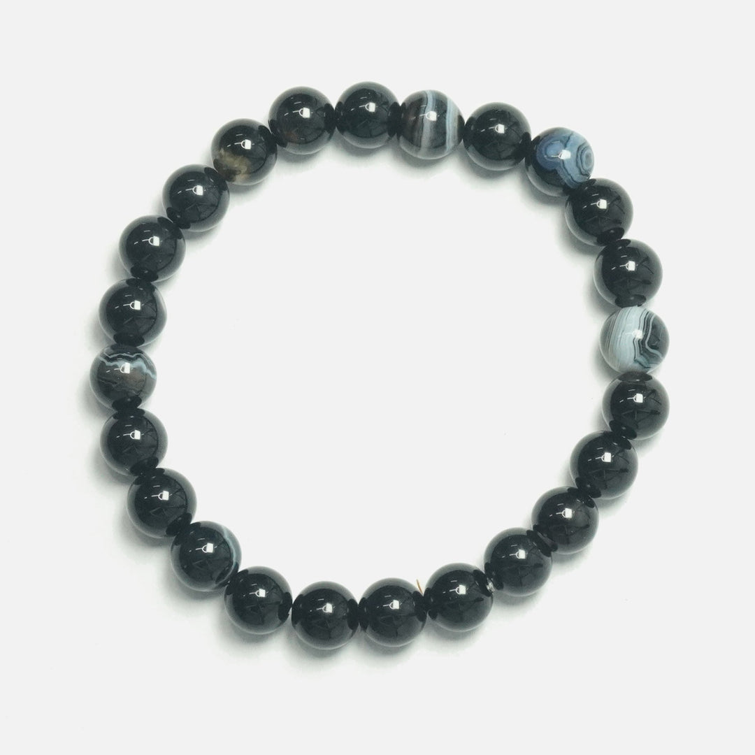 Black Obsidian Bracelet - Round Beads 8mm