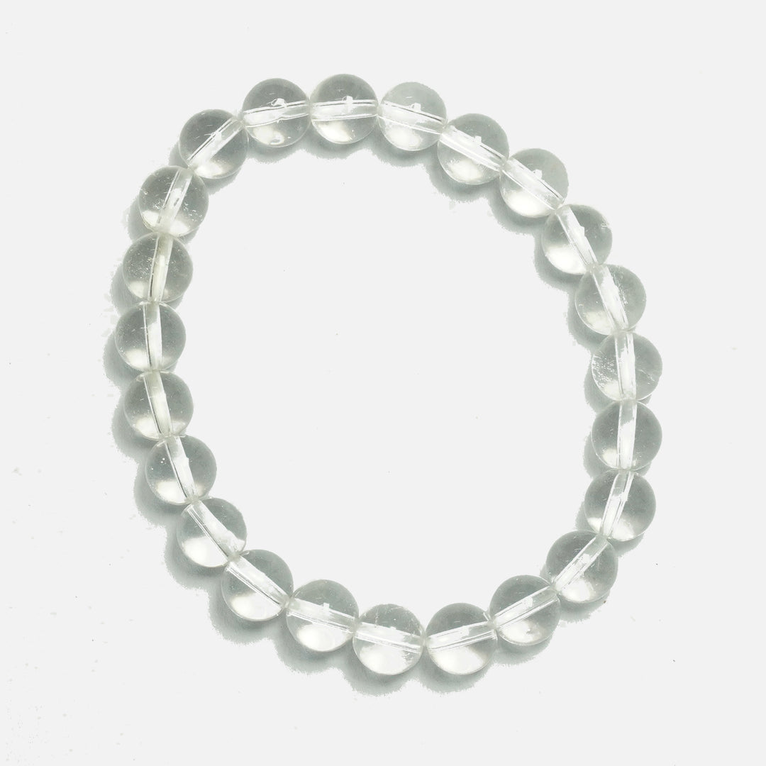 Clear Quartz (Spatika) Bracelet: Spiritual Awareness - Round Beads 8mm