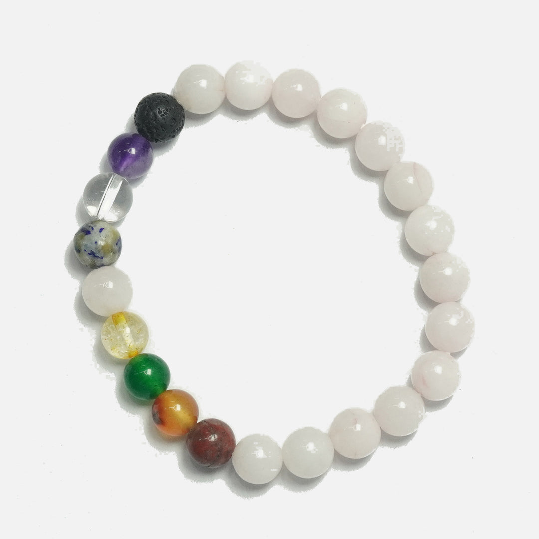 Rose Quartz with Navagraha Beads Bracelet