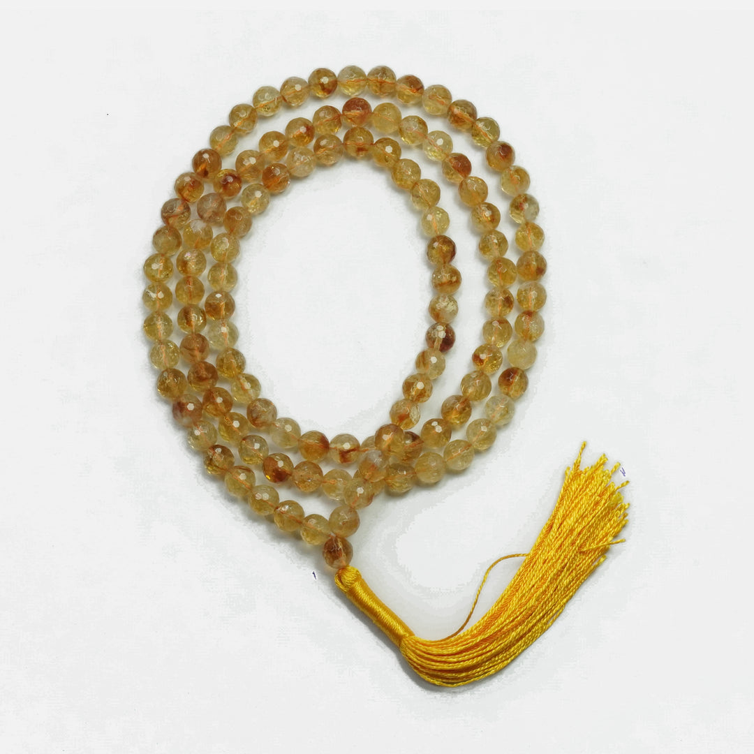 Citrine Japamala: Abundance - Round Cut Beads 8mm