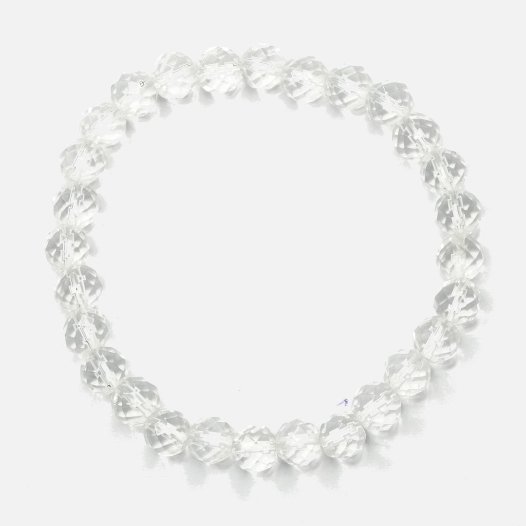 Clear Quartz (Spatika) Bracelet: Spiritual Awareness - Round Cut 8mm