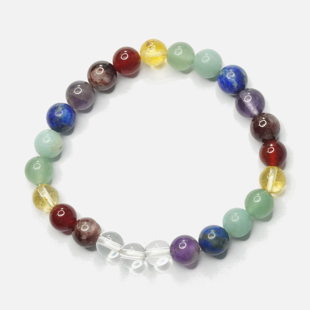 7 Chakras Bracelet - Round Beads 8mm