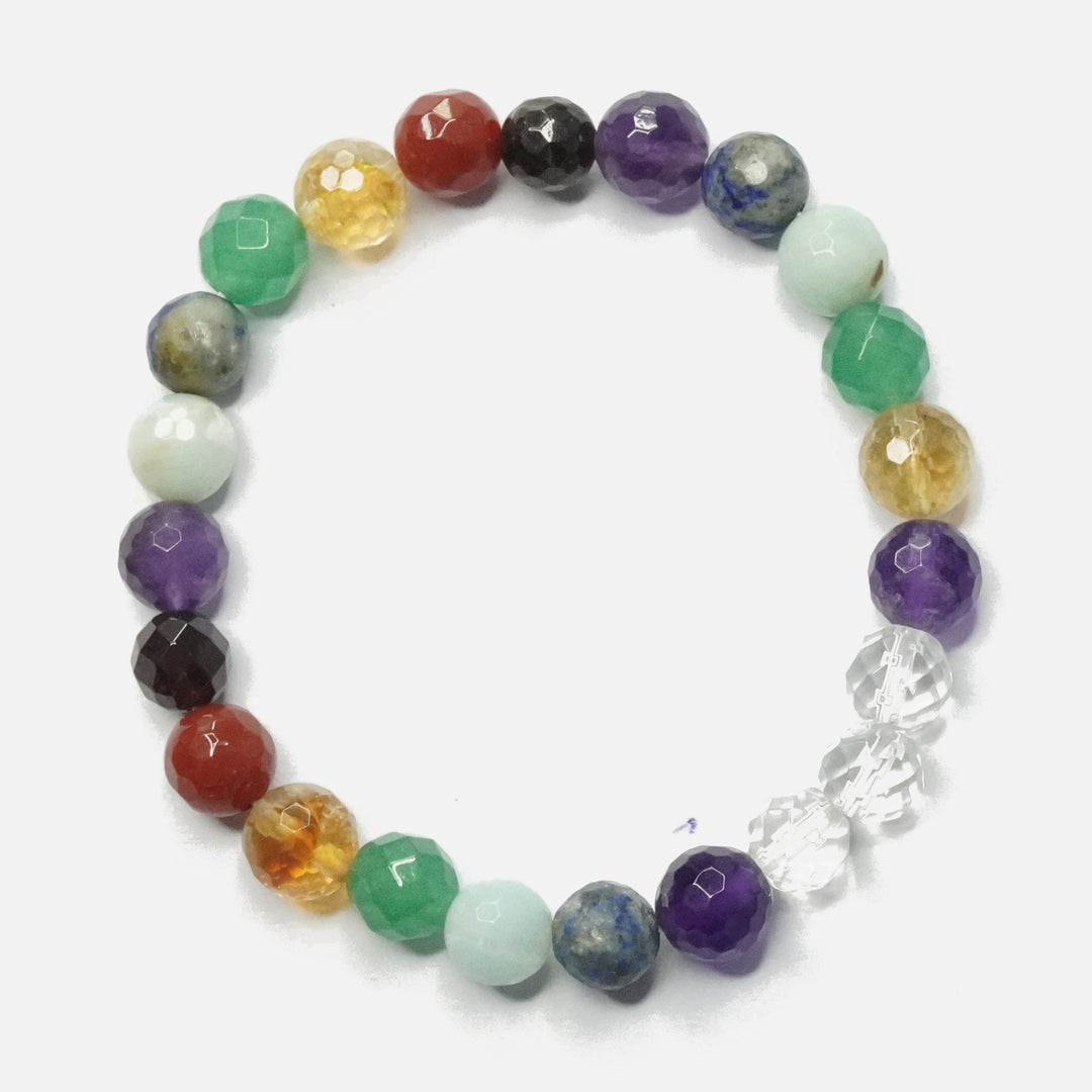 7 Chakras Bracelet - Round Cut Beads 8mm