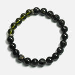 Load image into Gallery viewer, Black Tourmaline and Moldavite Bracelet: Protection and Awareness - Round Beads 8mm
