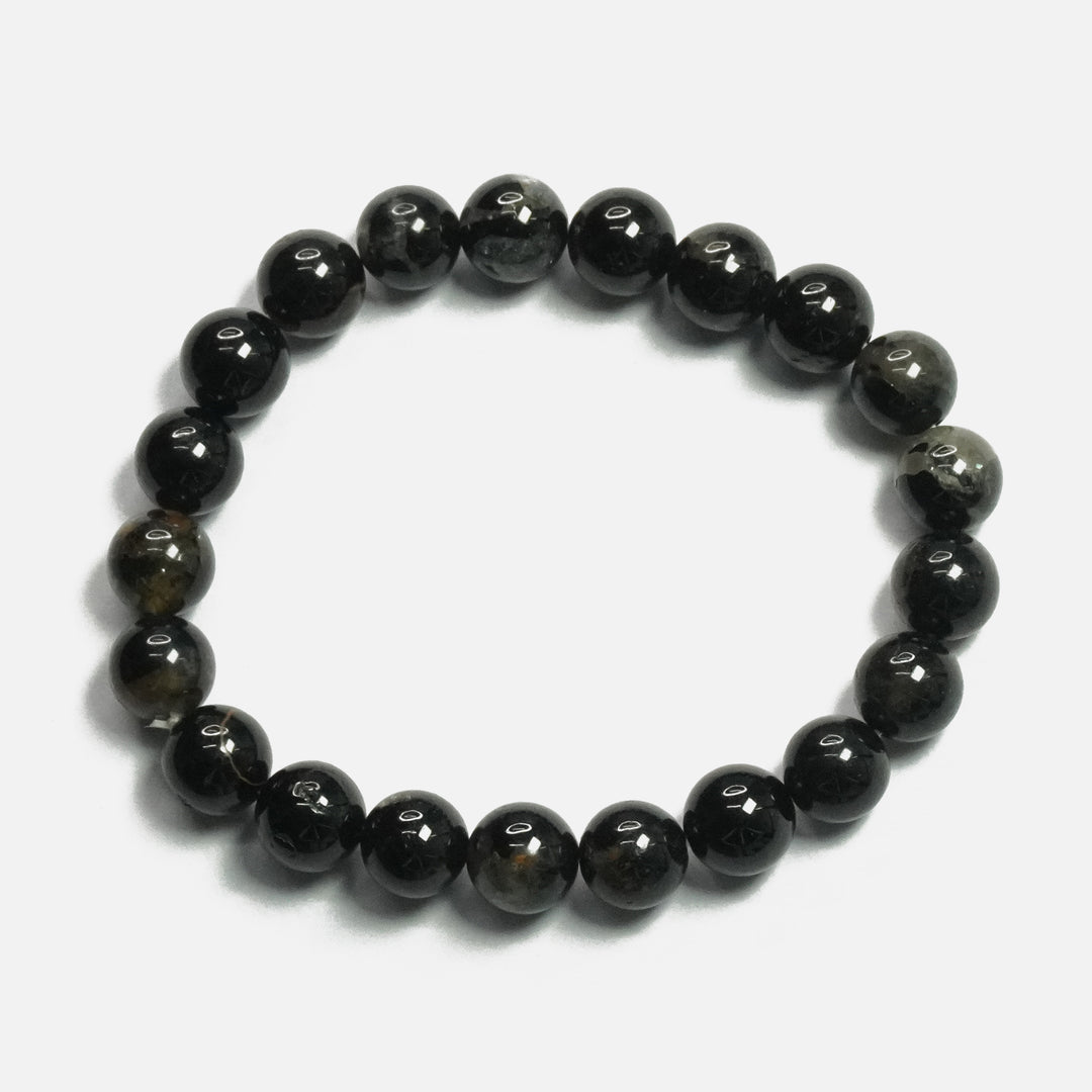 Black Tourmaline Bracelet: Protection - Round Beads 8mm