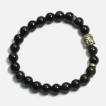 Load image into Gallery viewer, Black Obsidian Bracelet: Removes Negativity - with Buddha Face
