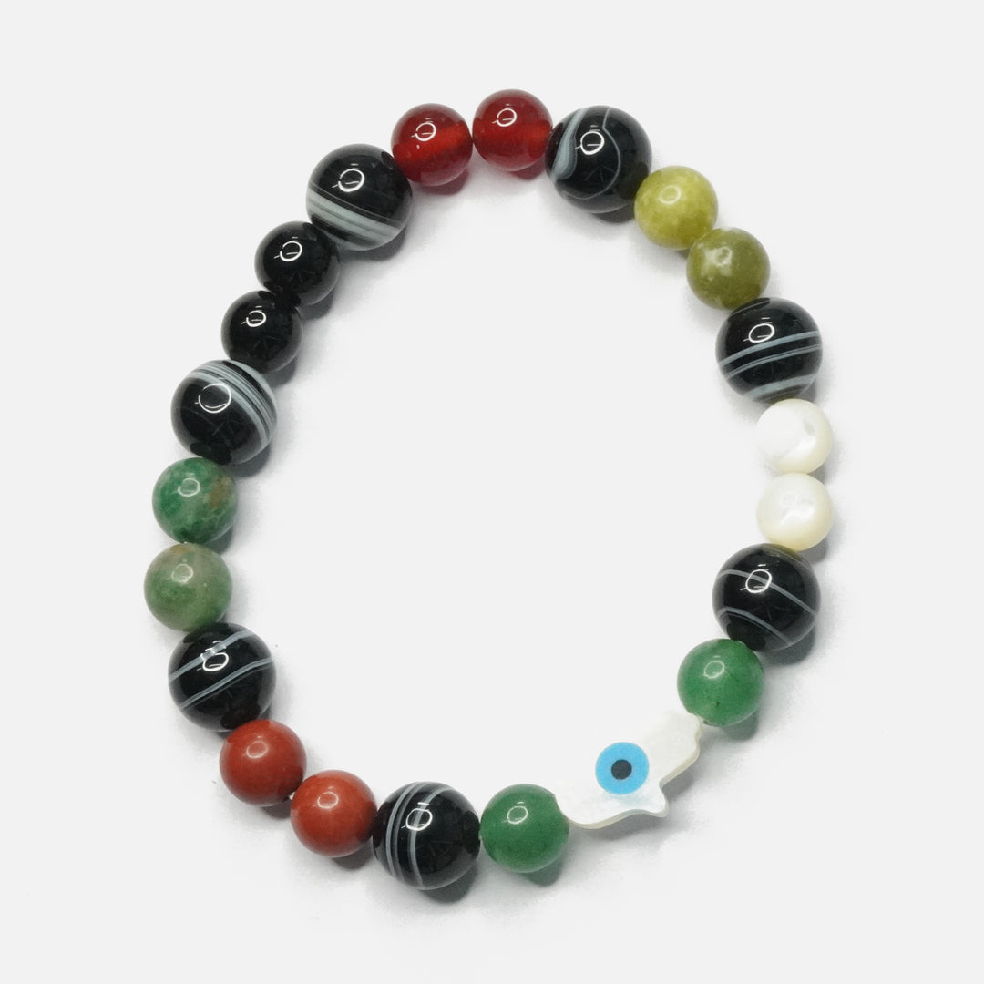 Evil Eye Protection Bracelet - Round Beads 8mm