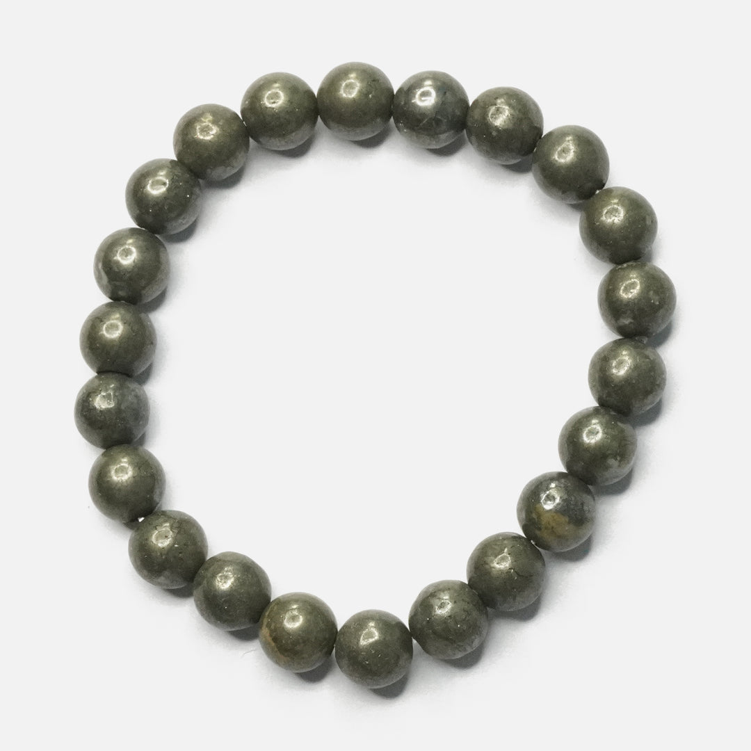 Pyrite Bracelet: Manifest Abundance - Round Beads 8mm