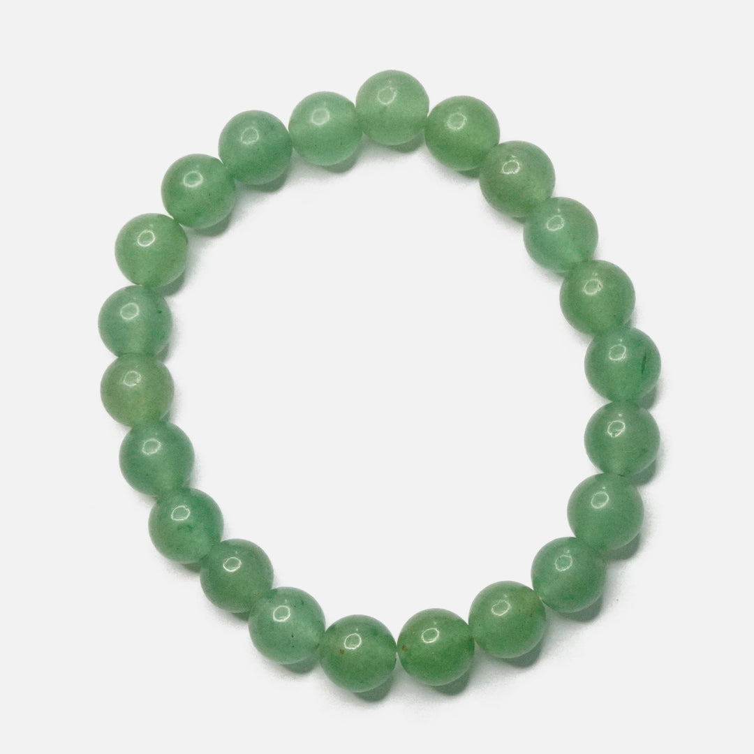 Green Aventurine Bracelet: Good Health - Round Beads 8mm