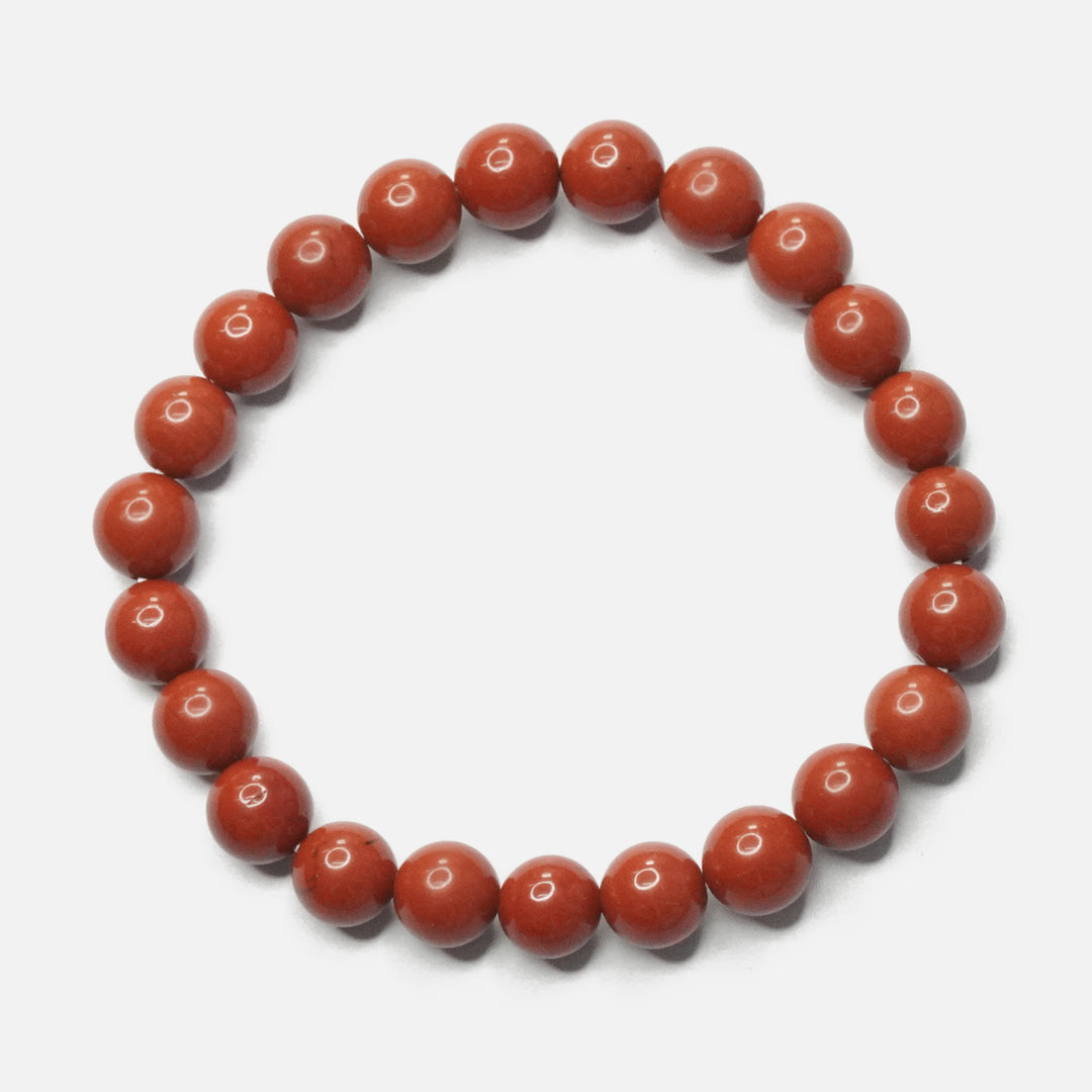 Red Jasper Bracelet - Round Beads 8mm