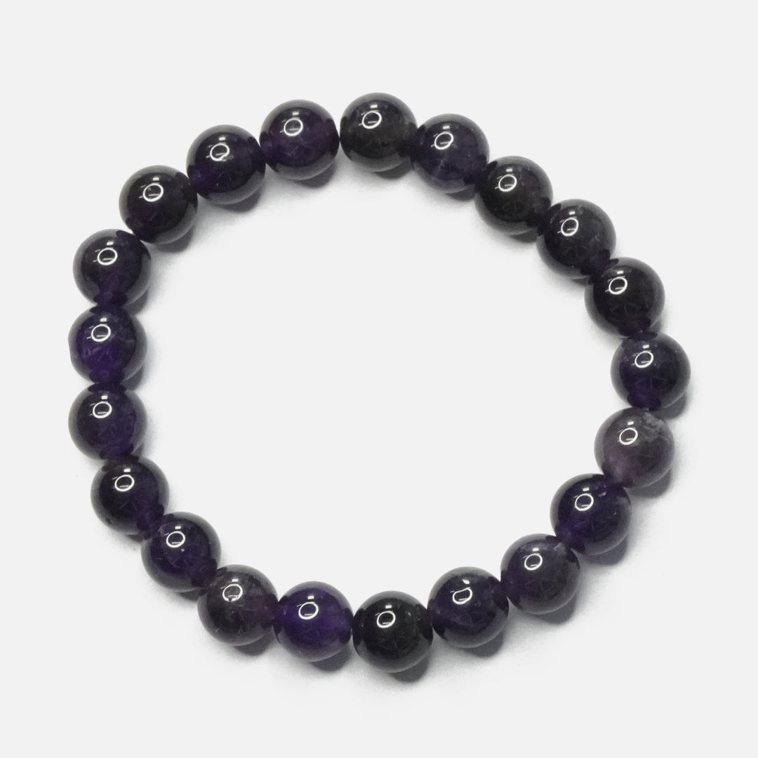 Amethyst Bracelet: Peace and Calm - Round Beads 8mm