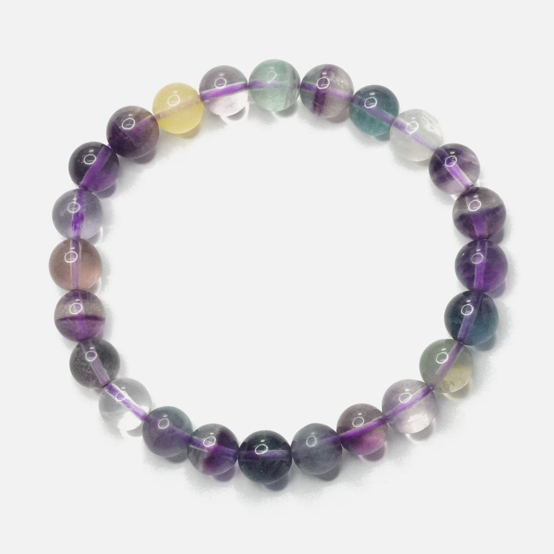 Fluorite Purple Bracelet: Chakra Renewal - Round Beads 8mm