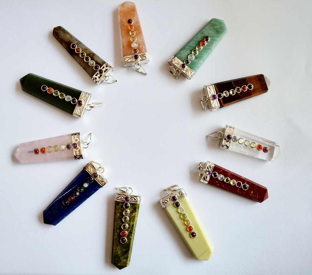 Flat Pencil with Chakra Stones Pendants