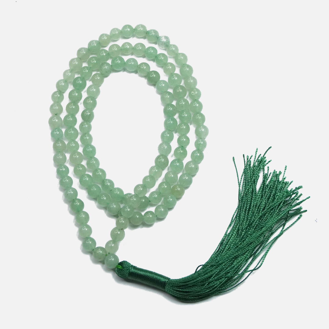 Green Aventurine Japamala: Good Health - Round Plain Beads 6mm